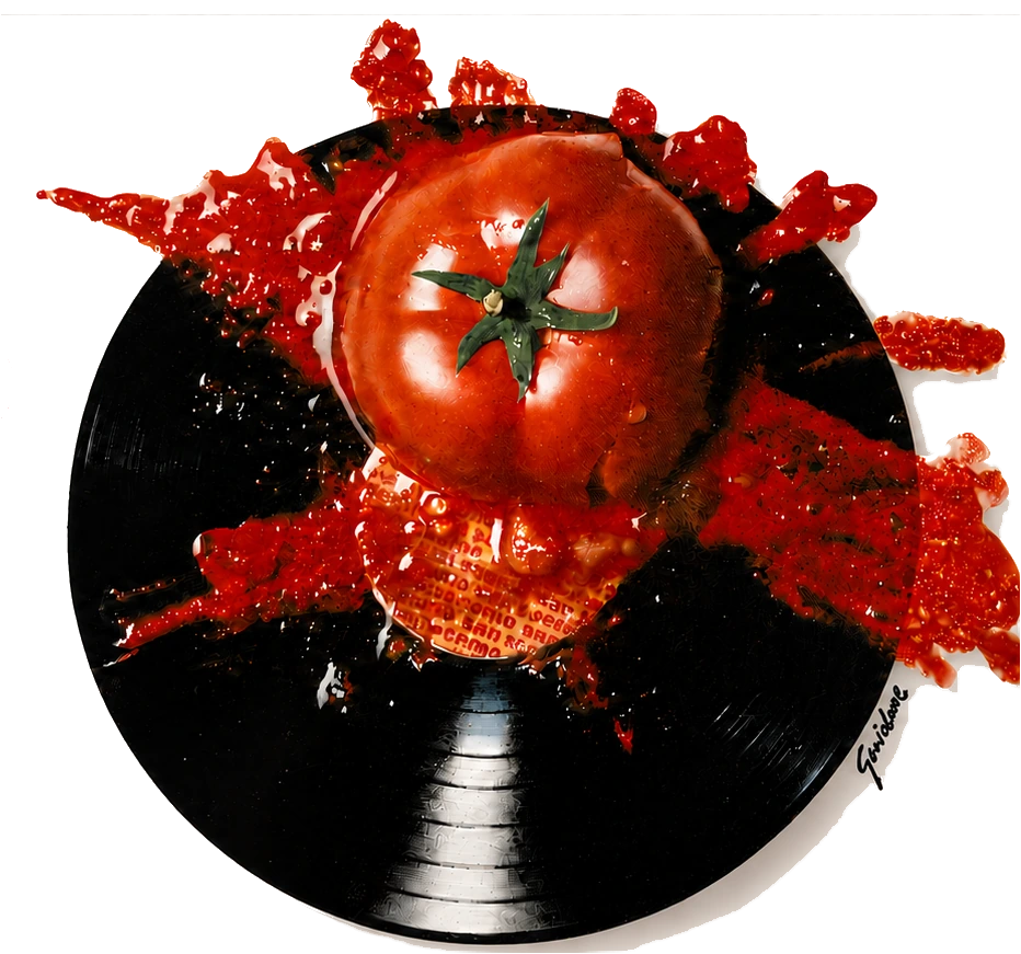Pomodoro su disco — opera originale di Guidone, simbolo di SANSCEMO